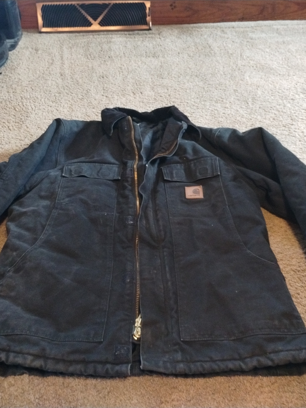 Carhartt Black Canvas Work Jacket Sz Medium